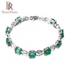 Bague Ringen Created Emerald Gemstone Bracelets For Women Real 925 Sterling Silver Jewelry Chain Charm  Bracelet Fine Jewel 2024 - buy cheap