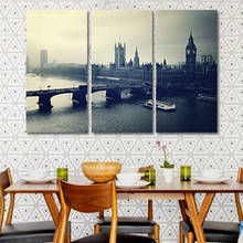 Preto e branco londres cidade 3p kit pintura em tela moderna decoração para casa sala de estar quarto decoração da parede imagem 2024 - compre barato