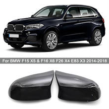 1 Pair Glossy Balck Cover Auto Rearview Mirror Cap Covers Blind Spot Mirror Fit For BMW 2014-2018 F15 X5 F16 X6 F26 X4 F25 X3 2024 - buy cheap