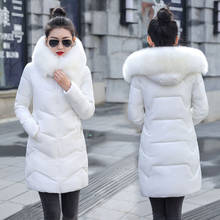 Casaco longo de algodão com capuz, parca feminina plus size 7xg, casaco feminino casual de inverno com pele e capuz, novo, 2021 2024 - compre barato