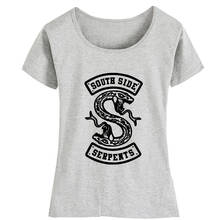 ZIIART-Camiseta de manga corta de algodón para mujer, camisa con estampado de serpiente Riverdale South Side Serpents, color blanco y negro, ropa de verano para parejas 2024 - compra barato