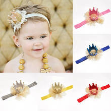 Cute Sweet Baby Girls Elastic Headwear Princess Tiara Mesh Soft Floral Hairband Birthday Party Hair Accessories Gifts 2024 - buy cheap