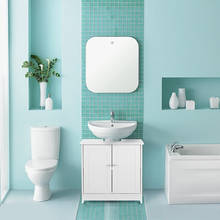 IKayaa современный шкаф для хранения под раковиной с дверями мебель для ванной комнаты 2 слоя Органайзер Домашний шкаф белый/синий 2024 - купить недорого