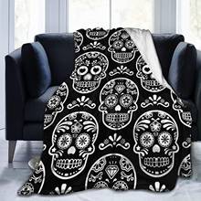 Cobertor lançador de caveira mexicana, super macio para sala de estar, decoração para viagem, presente engraçado para adultos e crianças 2024 - compre barato