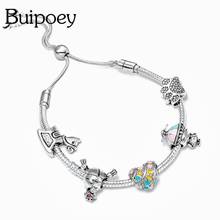 Buipoey Fashion Heart Charm Bracelets For Women Original LOVE Letters Beads Silver Color Adjustable Bracelet & Bangle Jewelry 2024 - buy cheap