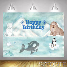 Cartoon Penguin Polar Bear Animal Photography Background Boy Birthday Party Decoration Baby Bath Newborn Custom Backdrop Photo 2024 - buy cheap