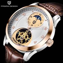 Pagani Design-Reloj de pulsera con movimiento automático, dispositivo mecánico de 42mm, Clalendar, fase lunar, correa de cuero 2024 - compra barato