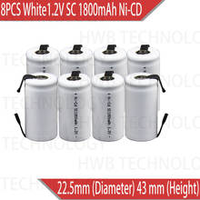 8 pçs/lote Sub C Ni-cd SC 1.2V 1800mAh Ni-Cd Baterias Recarregáveis Da Bateria cor Branca Livre grátis 2024 - compre barato