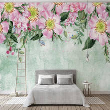Milofi personalizado grande papel de parede mural nordic aquarela pintados à mão flor fundo mural pintura decorativa 2024 - compre barato