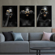 Pintura sobre lienzo de estilo nórdico de mujer artística africana desnuda y negra, carteles e impresiones, cuadro de pared escandinavo para sala de estar 2024 - compra barato