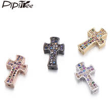 Pipitree 4pcs/lot Multi Micro Paved CZ Zircon Beads Copper DIY Cross Beads Spacer Charms for Bracelet Jewelry Making Accessories 2024 - buy cheap