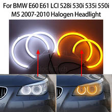 Switchback Cotton Light LED Angel Eye Dual White Amber for BMW E60 E61 LCI 528i 530i 535i 550i M5 2007-2010 Halogen Headlight 2024 - buy cheap