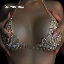 Stonefans-Bralette de cristal brillante para mujer, joyería de cadena para el cuerpo, Bikini de playa de lujo, collar de sujetador de diamantes de imitación, cadena para el pecho 2024 - compra barato