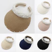 Panama Women Straw Hat Empty Top 2021 Elegent Retro Pearl Women's Summer Hat Sun Protection Outdoor Sports Fishing Beach Chapeau 2024 - buy cheap