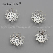 SALE  Lucia crafts DIY Silver Plated Hollow Flower Metal Charms Bead Caps for Jewelry Making G0509 2024 - buy cheap