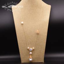 GLSEEVO-collar con colgante largo de perla blanca barroca Natural para mujer y niña, joyería fina hecha a mano, diseño Original, GN0160 2024 - compra barato