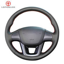 LQTENLEO Black Artificial Leather Hand-stitched Steering Wheel Cover For Kia K2 2010-2016 Kia Rio 2011 2012 2013 2014 2015 2016 2024 - buy cheap