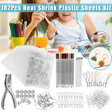 156/182 PCS Shrinky Art Paper Heat Shrink Sheet Plastic Kit Hole Punch Keychains Pencils DIY Drawing Art Supply 10PCS Multicolor 2024 - buy cheap