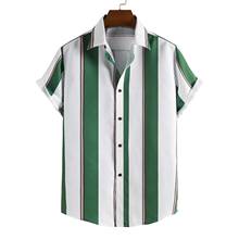 Design Fashion Summer Men's Beach Shirt Stripe Printing Short Sleeve Loose Casual Shirts Plus Asian Size Hawaiian Men's Camisa 2024 - buy cheap
