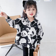 Primavera outono crianças camisa de manga longa panda impresso camisa para meninas & meninos do vintage solto crianças topos bb83 2024 - compre barato