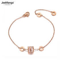 JeeMango-Pulseras con dijes de concha Bohemia para mujer y niña, brazalete de cadena de eslabones con números romanos de acero inoxidable, joyería JB20002 2024 - compra barato