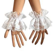 Steampunk Lolita Hand Sleeve Wrist Cuffs Ruffled Floral Lace Elastic Bracelet N0HE 2024 - buy cheap