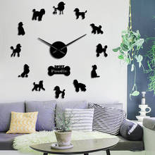 Poodle Big Hand Modern Wall Clock Pudelhund DIY Giant Wall Clock Dining Room Wall Decor Caniche Mirror Effect DIY Large Wall Art 2024 - buy cheap