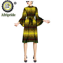 2019 african dresses for women AFRIPRIDE dashiki bazin riche ankara print pure cotton knee length dress o-neck wax S1825084 2024 - buy cheap