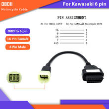 OBD кабель мотоцикла для Kawasaki 6 Pin вилкой/корейский производитель кабелей диагностический кабель 6Pin для OBD2 16 pin адаптер 2024 - купить недорого