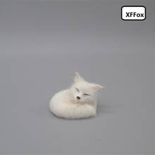 cute real life white fox model plastic&furs sleeping fox doll gift about 9x5cm xf1683 2024 - buy cheap