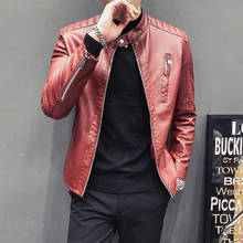 5XL-M Plus Size Stand Collar Long Sleeve PU Leather Jackets Men Clothing 2020 Slim Fit Casual Motorcycle Coats High Quality Sale 2024 - buy cheap