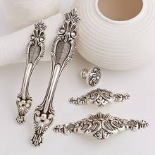 European antique wardrobe door handle American retro silver garden drawer handle classical furniture small handle hardware Decor 2024 - buy cheap