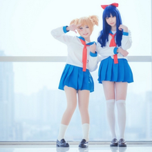 Conjunto de cosplay de anime pop épico, conjunto de uniforme escolar de fantasia da equipe popuko piespi cos, halloween festa jk sky blue sailor 2024 - compre barato