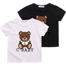 Roupas infantis de verão estampa de urso de desenho animado algodão manga curta camiseta de menino 2024 - compre barato