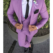 2020 Latest Coat Pant Design Purple Pink Men Suit Slim Fit Groom Tuxedo Custom Wedding Suits Prom Blazer 3pcs(Jacket+Pants+Vest) 2024 - buy cheap