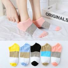 5 Pairs/lot Elegant Candy Women Ankle Spring Yellow Socks Europe Funny Cute Splice 3 Colors Boat  Lady Girl Art Sox Short Summer 2024 - buy cheap