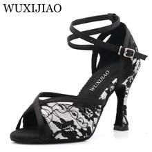 WUXIJIAO-zapatos de tacón alto para mujer, zapatillas de baile latino con diamantes de imitación, Jazz 2024 - compra barato