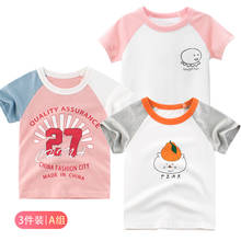 Camisetas para niñas de 1 a 9 años, 100% algodón, manga corta, dibujos animados, ropa de fondo, 3 unids/lote 2024 - compra barato