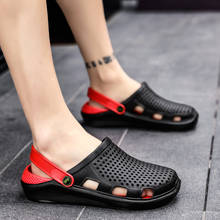 Sandália masculina com buracos, sandálias de jardim para homens, sapatos de verão, chinelos respiráveis para praia 2024 - compre barato