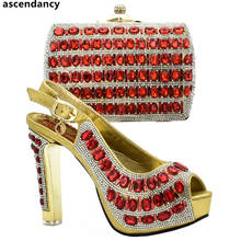 Lançamento de sapatos luxuosos femininos, design nigeriano, conjunto de sapatos e bolsa para casamento, decorado com strass, elegante, itália, sapato 2024 - compre barato