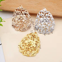 20 Pieces 38*48.5mm Openwork Metal Flower Ornament DIY Jewelry Making Accessories 2024 - buy cheap