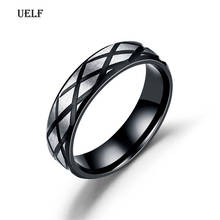 Uelf anel preto prateado aço inoxidável legal pneu de motocicleta anéis para homens hip hop punk anel de motociclista anel de faixa geométrica 2024 - compre barato