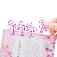 100pcs/lot lovely animal pink flamingo metal paper clips bookmark and binding for document school and office supply wholesale 2024 - buy cheap