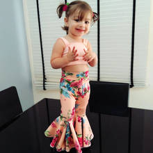 2021 Summer Baby Girls Clothes Sets Kids Bandage Vest Tops and Floral Flare Pants Fashion Children Outfits 1-6Y 2024 - buy cheap