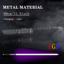 80cm RGB Lightsaber Sword Changing 11 Color Metal Handle Force LED Luminous Cosplay Outdoor Wars Knife Laser Sword Toy 2024 - buy cheap