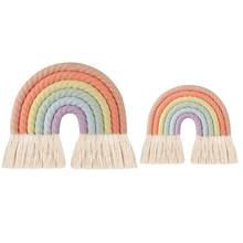 Decoración nórdica de arco iris para colgar en la pared, adorno tejido de hilo de algodón, accesorio de fotografía para habitación de niños, regalo 2024 - compra barato