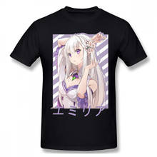 Camiseta Emilia de algodón Re Zero para hombres, camisa de temática Anime de Re Zero Starting Life in Another World, Satella Puck Rem, novedad de verano 2024 - compra barato