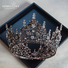 HIMSTORY-Tiara barroca Vintage nupcial para mujer, corona de Reina grande, accesorio de joyería para el cabello redondo de bronce dorado, accesorios de fiesta 2024 - compra barato