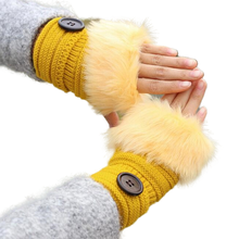 10Pcs/Lot Lovely faux rabbit fur ladies winter warm wool gloves knitted button half finger gloves Fast shipping 2024 - buy cheap