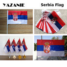YAZANIE-Bandera de la mano de Serbia de 14x21cm, banderines de cuerda, 4 banderines de mesa, 90x150cm, 5 unidades 2024 - compra barato